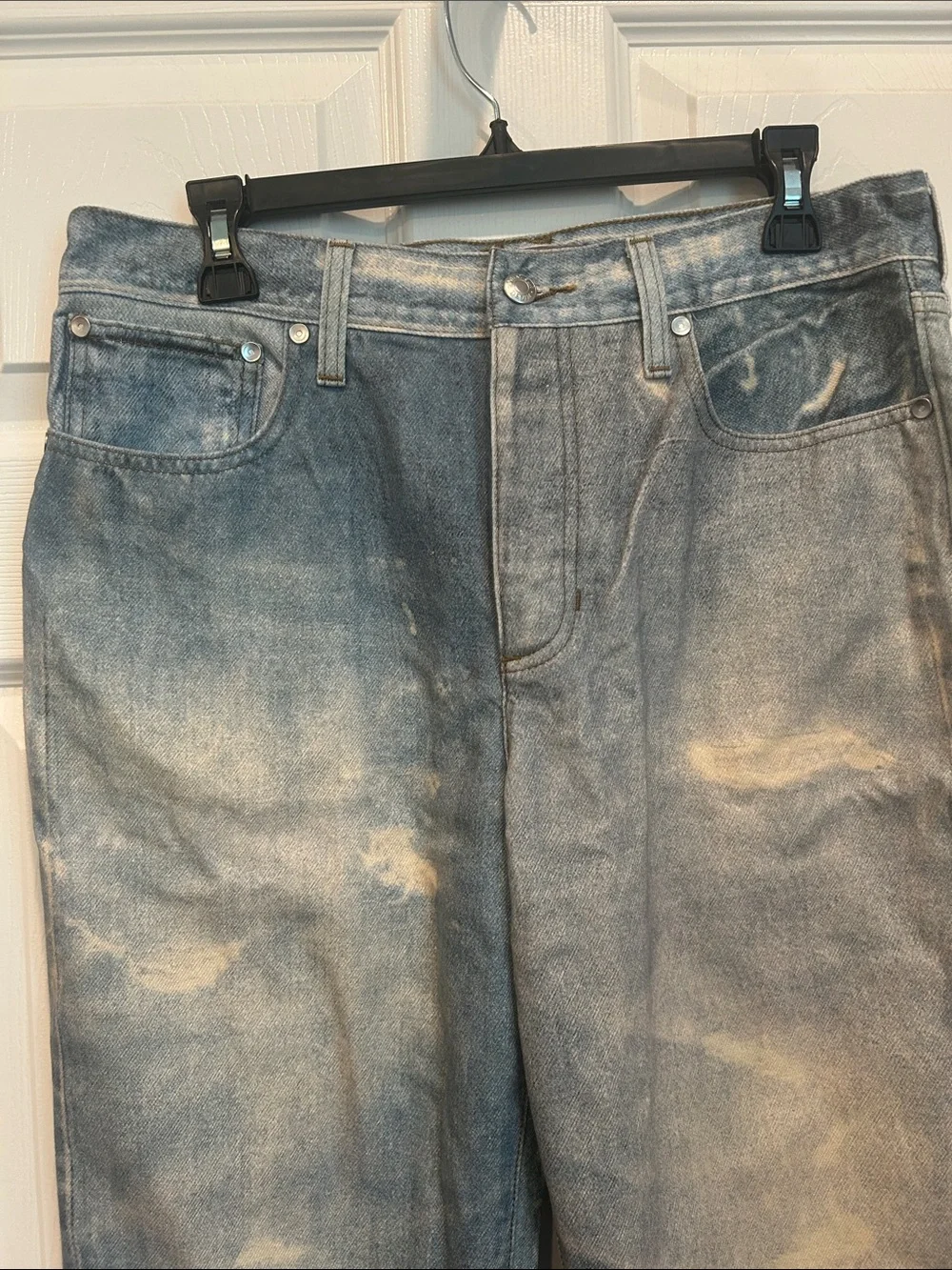POINT SUR x J.CREW Collaboration Printed-On Distressed Loose Straight Jeans